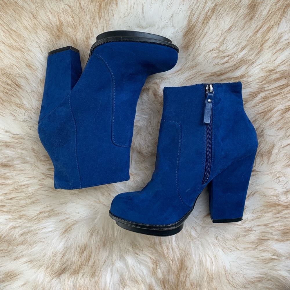 TRF Blue Suede Booties